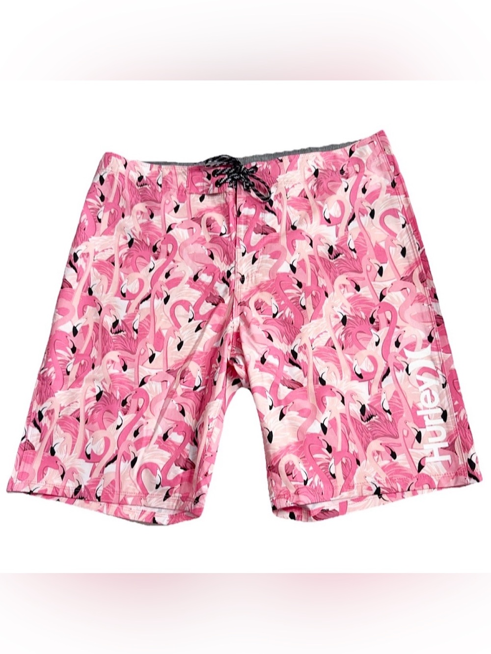 Hurley Flamingo Print Board Shorts Swim Trunks Size 34 Pink Tropical Surf